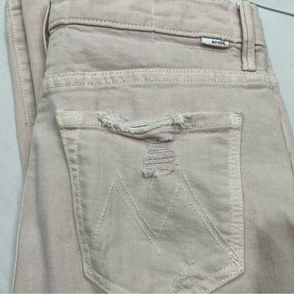 Mother The High Waisted Rascal Ankle soft pink Distressed Jean 28 - Picture 3 of 5
